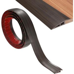 M METERXITY Floor Transition Strip, 6.56FT PVC Door Transition Strip Self Adhesive Suitable for Doorways/Tile/Carpet, Floors Cover Heights Within 2/5Inch(10mm) [Dark Brown Wood Grain]