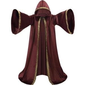 Colorful House Velvet Wizard Robe with Hooded and Sleeves, Halloween Vampire Witch Wizard Cloak Fancy Cosplay Costume