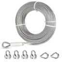 3/8" Wire Rope Kit with 150FT 304 Stainless Steel Cable, M10 Clamps&Thimble