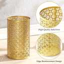 Metal Gold Garbage Can, Gold Trash Can for Office, Modern Metal Waste Basket for Bathroom, 7" W x 7" L x 12" H