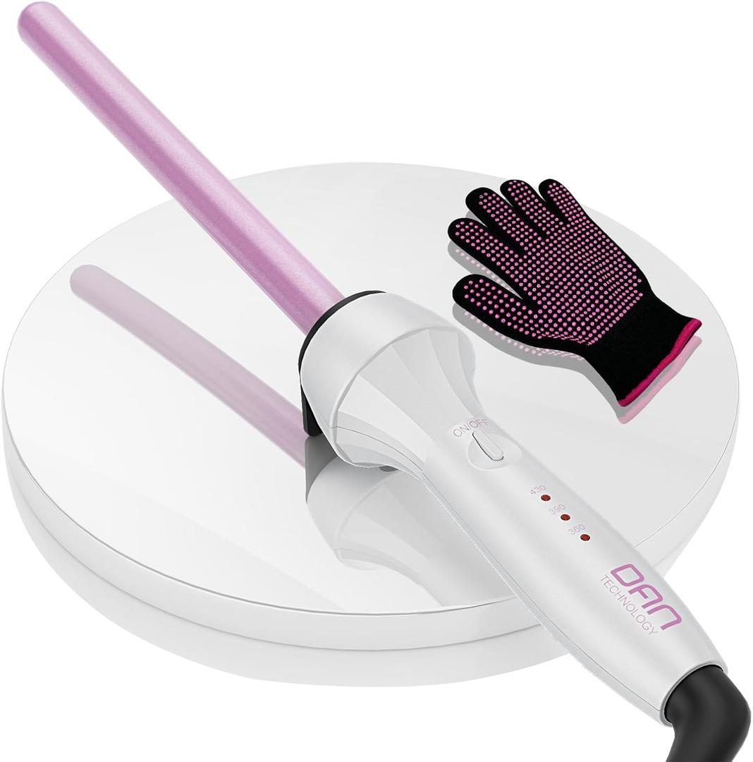 DAN Technology Curling Iron, 1/2 inch, Thin Curling Wand, Adjustable Temperature, Tourmaline Impregnated Ceramic Barrel, Dual Voltage Hair Wand, 60 min Shut Off
