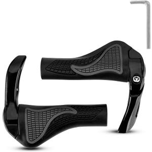 ROCKBROS Bike Grips Single Lock-on Bicycle Handle Bar Ergonomics Non-Slip Mountain Bike Handlebar Comfortable & Shock Absorption Rubber Grips for BMX, MTB, Beach Cruiser, Scooter