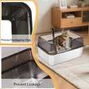 Enclosed High Sided Metal Stainless Steel Cat Litter Box with lid Scoop and Mats for Kittens or Medium Cats, Easy Clean Transparent Black Deep Tall Kitty Litter Box