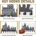 Magic Castle Silhouette Key Holder 8-Hook Black Metal Key Holder wall Mount for Keys & Accessories | Fantasy Home Decor & Gift for HP Fans