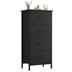 Sweetcrispy Dresser for Bedroom, 4 Drawer Storage Cabinet, Tall Nightstand Small Fabric Black Dresser for Closet, Chest of Drawers, Closet Organizer, Home Furniture, Sturdy Frame 11.8"D x 17.7"W x 37.5"H