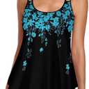 Urchics 2026 Women Two Piece Tankini Swimsuit Tummy Control Plus Size Long Torso Top and High Waisted Boyshorts Bathing Suits (Black, L)