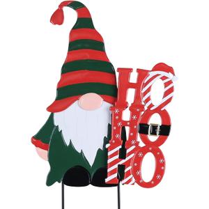 YEAHOME Christmas Outdoor Decorations, Metal Gnome Decorative Garden Stakes for Outdoor Christmas Yard, Xmas HOHOHO Yard Signs for Outside Garden Porch Lawn Pathway Decor