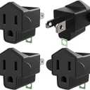 4 Pack 3-2 Prong Adapters Grounding Adapter JACKYLED 3-Prong to 2-Prong Adapter ETL Listed Fireproof Material 392 Resistant Heavy Duty Wall Plugs for Household Appliances Industial, Black