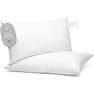 Digital Decor 100% Cotton Luxury Hotel Pillows Queen Size Set of 2, Cooling Down Alternative Bed Pillows for Sleeping, Hypoallergenic Soft Pillows for Side & Back Sleepers, Made in USA, 30" x 20"