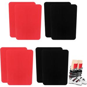8 Pcs 6.5 x 5 Inch Snowboard Shin Pads Foam Ski Shin Guards 2 Colors Padded Ski Boot Inserts Liner and Foot Friction Shins Bang Protection for Sports Skiing Snowboarding (Black, Red)