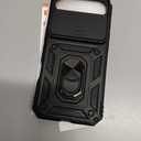 Janmitta Case for iPhone 17 Air Phone Cover Built in Slide Camera Lens Cover+Screen Protector,Heavy Duty Shockproof Full Body PhoneCase with Finger Ring Holder Kickstand,Black