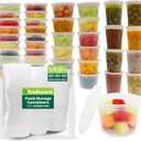 Freshware Food Storage Containers with Lids [60 Pack] 8, 16, 32 oz, 20 sets each Plastic Deli Containers, Meal Prep Containers, Microwave and Freezer Safe, Stackable, Leakproof, BPA Free, Clear