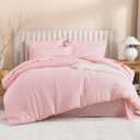 Litanika Twin/Twin XL Size Comforter Sets Pink - 5 Pieces Bed in a Bag Twin/Twin XL Bedding Comforter Sets, Solid Lightweight Bed Set with Comforter, Sheets, Pillowcase & Sham