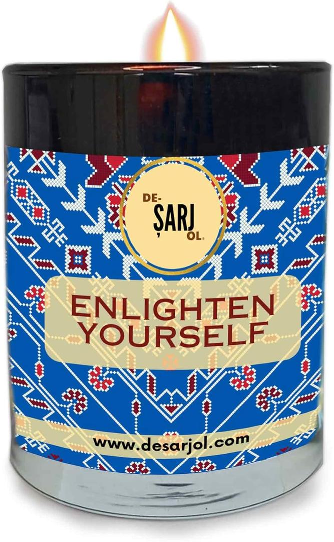 Handmade Glass Ottoman Hammam(Bath) Organic Soap Scent Glass Candle, 14oz 100 Hour Long-Burning, Highly Scented with Eucalyptus, Mint, Lavender. Stress Relief & Aromatherapy. Decorative Gift. (Blue)