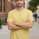 Men’s 100% Cotton Round Neck T-Shirt -Soft & Breathable Casual Summer Tee Shirt (Beige, XXL)