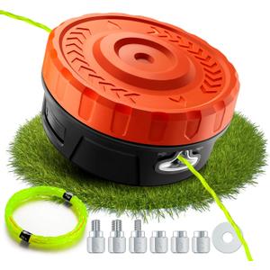 KAITAI Weed Eater Head for Staight Shaft String Trimmer,Easy Feed Trimmer Head Weed Wacker Head for Echo, Dewalt,Stihl,Ryobi,String Trimmer Head with 14ft 095" Trimmer Line,6 Adapts,Simple Tap & Go (Orange)