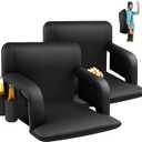 25 Inch Wide Stadium Seats 2 Pack, Bleacher Chairs with Back and Cushion, Reclining Bleacher Seat with Backrest, Stadium Chair Bleacher Cushion (Black)