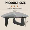 Small Triangle Coffee Table for Living Room, Modern Geometric Design, Black Wood Base with Frosted Blue Glass Top, Minimalist Sofa Side Table, Ideal for Small Spaces,31 Inch, 31.5" L× 22.4" D× 15.8"H