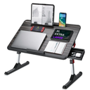 NEARPOW Laptop Desk for Bed, Adjustable Foldable Bed Table Lap Desk, Computer Tray Laptop Stand with Book Stand,Wrist Rest, Storage Drawer Foldable Lap Desk for Adults Kids Writing Work Study Couch