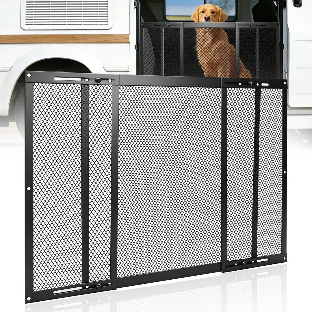 RV Entry Screen Door Protector Grille for Dogs, Adjustable RV Screen Door Guard 20Inch High - Fits Door Widths 22" - 31.5", RV Door Camper Screen Door Grill, Black-20Inch High