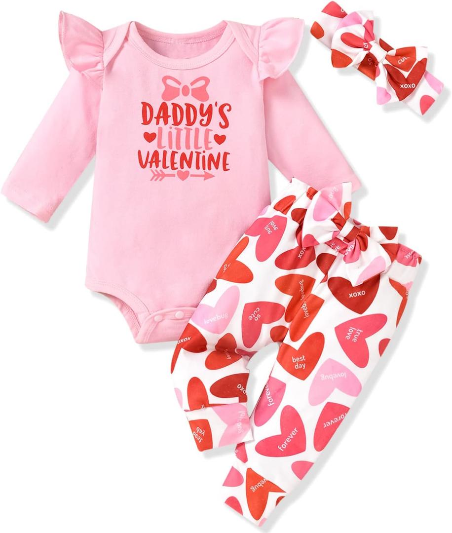 HINTINA Preemie Newborn Infant Baby Girl 1st First Valentines Outfits (Red), Preemie