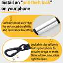 Cell Phone Lanyard Crossbody,Anti Theft Phone Strap,with Steel Wire & Lock,Clip and Go Strap for Phone with Wallet Crossbody,Travel Essentials,Commuting,Daily Convenience,Black
