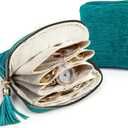 LOTOFUN Jewelry Organizer Case for Travel: 5-Layer Velvet Zipper Pouch Bag for Bangles Link Bracelets Storage Protect from Tangle Scratch (Peacock Blue)