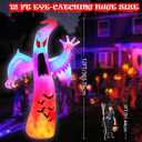 12FT Halloween Inflatables Giant Ghost with Wings Outdoor Decorations Colorful Flashing and Flame Lighting Blow Up Yard for Halloween Outdoor Yard Decorations, Garden, Lawn, Indoor
