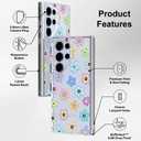 MOSNOVO Case for Samsung Galaxy S24 Ultra, [Buffertech 6.6ft Military-Grade Drop Protection] [Anti Peel Off Tech] Clear TPU Bumper Phone Case Cover Design - Groovy Flower