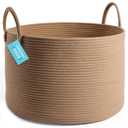 OrganiHaus Large Laundry Basket, Woven Cotton Rope Basket for Blankets, Toy Storage, Nursery Hamper, Living Room Decor Organizer, Soft & Durable Hamper with Handles, 20x13 inches - Honey