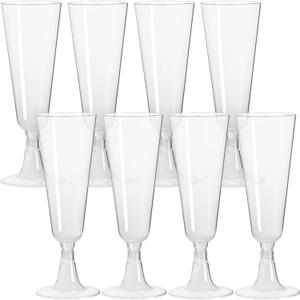 Blue Sky Clear Disposable 5oz Champagne Cups with Stems (8 Count) - Elegant Plastic Party Drinkware for Weddings and Celebrations