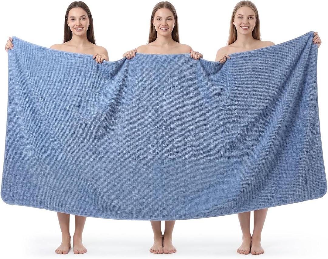 REDKISS Pack of 1 Jumbo Bath Sheet, 40 x 80 Inches Microfiber Oversized Bath Towel for Bathroom, Extra Large & Lightweight, Quick-Dry, Super Soft & Highly Absorbent, Perfect to Wrap Yourself in, Blue