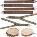 Mogoko 8 PCS Natural Wood Bird Perch Birdcage Stand Wooden Parrot Perch Stand Perch Platform Cage Accessories for Parrotlets Budgies Cockatiels Parakeets Lovebirds