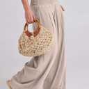 ANRABESS Women Linen Palazzo Pants Summer Boho Wide Leg High Waist Casual Lounge Pant 2026 Beach Travel Vacation Outfits (Beige, L)