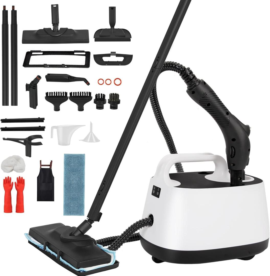 Steam Cleaner with 25 Accessories for Home, Heavy Duty Powerful Multipurpose Steamer for Cleaning, Household Neat Steam Cleaner for Multi-Surface Floors,Car,Grout,Tile, Grout and Car Cleaning (White)