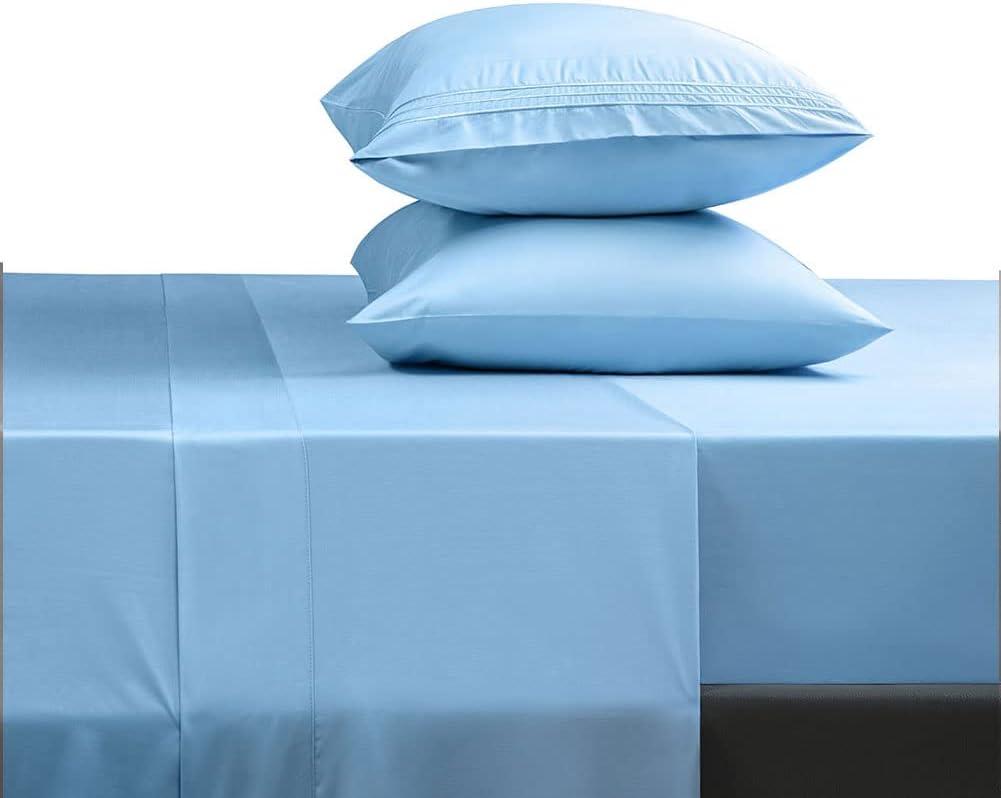 SONORO KATE Bed Sheet Set Super Soft Microfiber 1800 Thread Count Luxury Egyptian Sheets Fit 18-24 Inch Deep Pocket Mattress Wrinkle-4 Piece (Lake Blue, King)