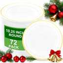 WELLIFE 72PCS Gold Plastic Plate, 10.25Inch Disposable Dinner Plate Party with Gold Rim, Heavy Duty Disposable Plastic Plates for Party, Wedding, Birthday and Christmas