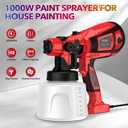 1000W Paint Sprayer for House Painting 32000RPM Spray Paint Gun with Adjustable 3 Patterns, 1400ml High Capacity Electric Spray Gun with 6 Nozzles Goggles for Fence Furniture Cabinets Home