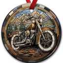 Motorcycle Ceramic Christmas Ornaments - Hanging on Xmas Tree - Biker Gifts for Motocross Lovers, Men, Women
