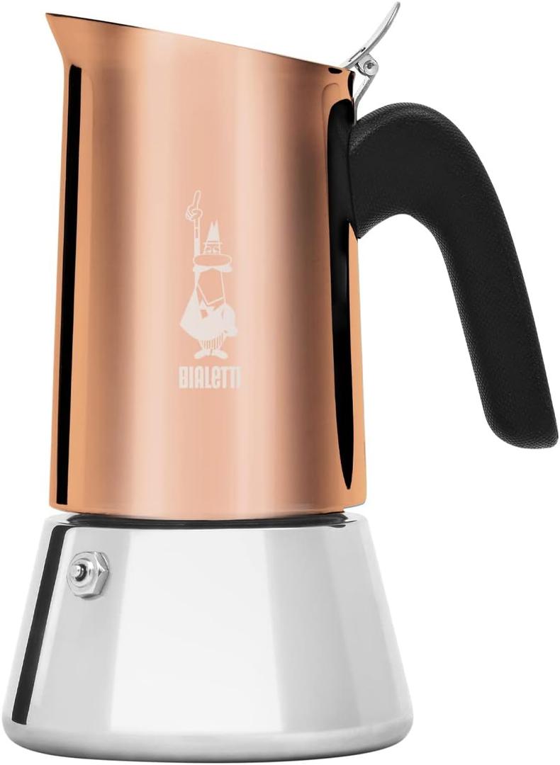 Bialetti - New Venus Induction, Stainless Steel Stovetop Espresso Coffee Maker, Suitable for all Types of Hobs, 6 Cups (7.9 Oz), Copper, Silver