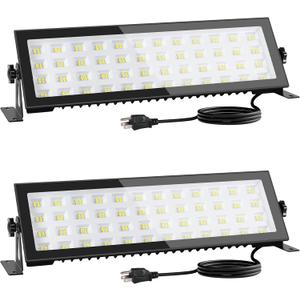 2 Pack LED Shop Lights, 100W 13000LM 6000K Super Bright LED Work Light, IP66 Waterproof Flood Light Outdoor with Plug, LED Shop Lights for Workshop, Garage, Shop, Outdoor
