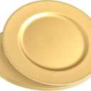 50 Pcs Gold Charger Plates 13" Round Charger Plates Bulk Beaded Chargers for Dinner Plate Decorative Gold Chargers Plastic Charger Plate for Wedding Party Event Baby Bridal Shower Table Decoration