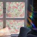 Runtoo Window Privacy Film Rainbow Cherry Blossom Flower Window Clings 3D Decorative Vinyl Stained Glass Butterfly Floral Decals Static Cling Sticker Non-Adhesive, 15.75 x 40 inches