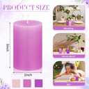 Conelist Set of 6 Gradient Pink Purple Small Pillar Candles 2 x 3 Inch Unscented Colored Votive Candles for Wedding Holiday Church Dinner Table Home Decor
