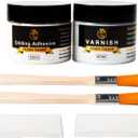 Gilding Adhesive, 100ml Epoxy Resin Gold Leaf Adhesive for Professional Craft Use, Water Based Varnish for Protect The Surface of Gold Foil from Oxidating (Brush + Gloves as Gifts)