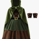 ReliBeauty Archer Costume Girls Huntress Costume for Girls with Cape,Green 150