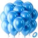 Bezente Pearl Blue Latex Party Balloons - 100 Pack 12 inch Round Helium Pearl Sky Blue Balloons for Graduation Birthday Gender Reveal Wedding Anniversary Under The Sea Theme Party Decorations