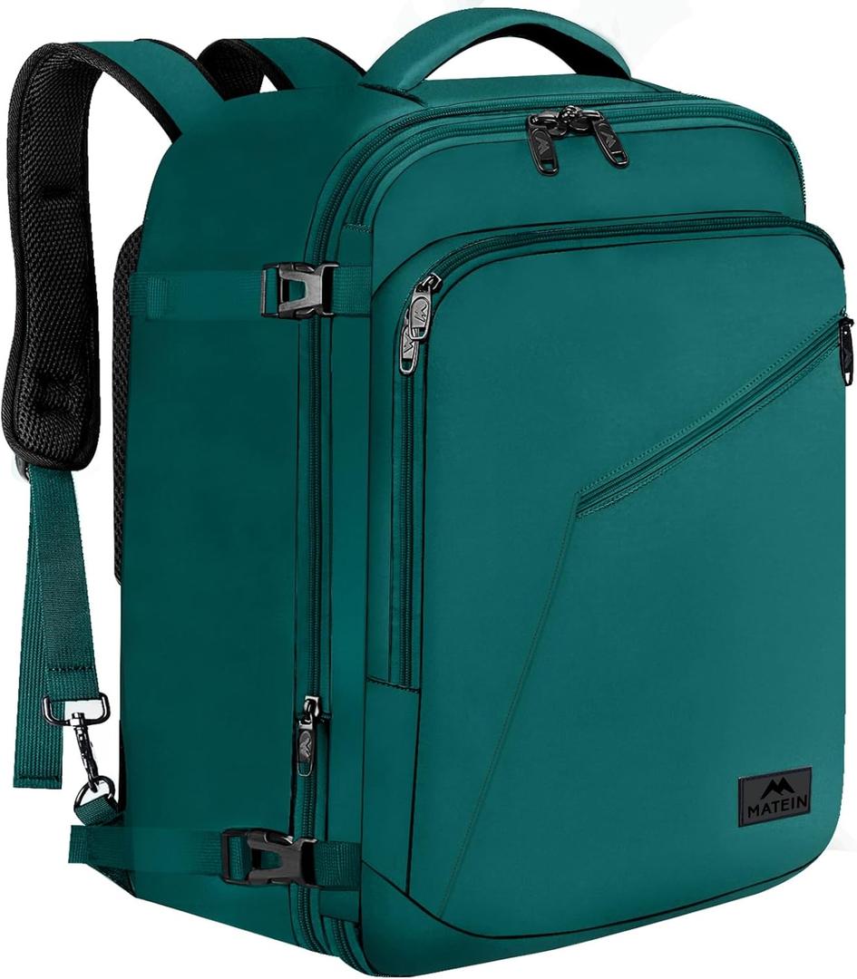 MATEIN Travel Backpack Large, Water Resistant Carry on Backpack for Travelling, Airline Approved Large Capacity Back Pack, Expandable Lightweight Overnight Daypack, Travel Gift, Peacock Blue (Blue)