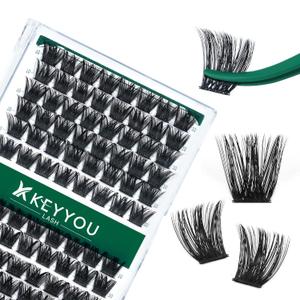 Lash Clusters 96pcs Individual Lashes Y02 D Curl 10mm Eyelash Clusters KEYYOU Volume Wispy Lash Extension Soft&Comfortable Easy DIY at Home(Y02,D-10mm)