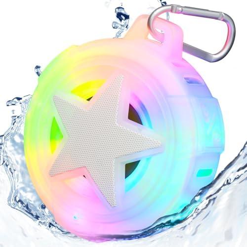 EBODA Bluetooth Shower Speaker, IP67 Waterproof Portable Speakers, Floating, TF Card, Small Outdoor Speaker with LED Light for Bike, Beach, Paddle Board, Kayak, Gifts for Kids, Girls, Boys, Teens